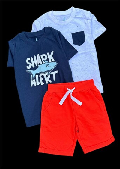 Костюм 3в1: шорти, футболки "Shark", бавовна, котон ТМ "Lupilu", ТМ "Mamino" (98 см)