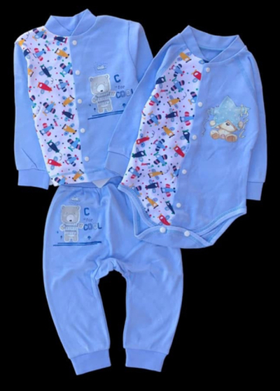 Набір одягу для хлопчика: боді, кофточка, штани "Ведмежа", бавовна, 74 розмір