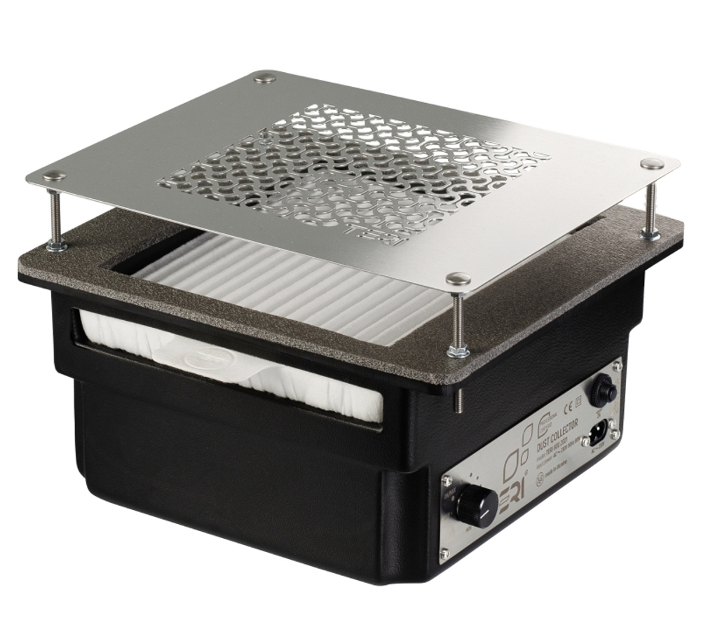 Врезная маникюрная вытяжка с HEPA фильтром Teri Turbo, цвет черный (сетка металлик)