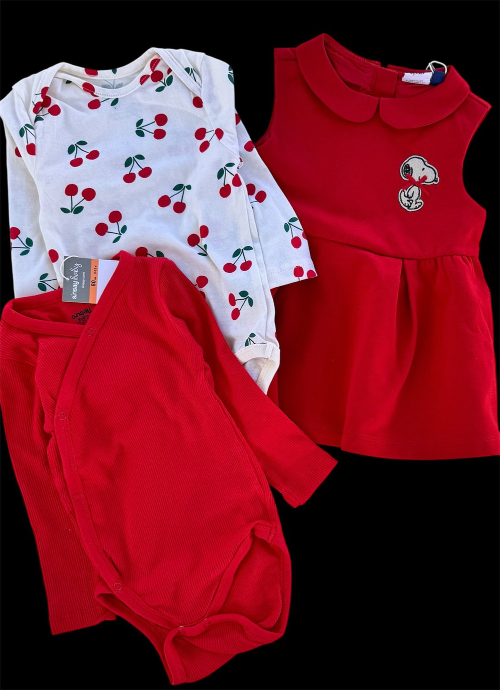 Набір одягу для дівчинки: сарафан з атласною підкладкою + боді, розмір 80