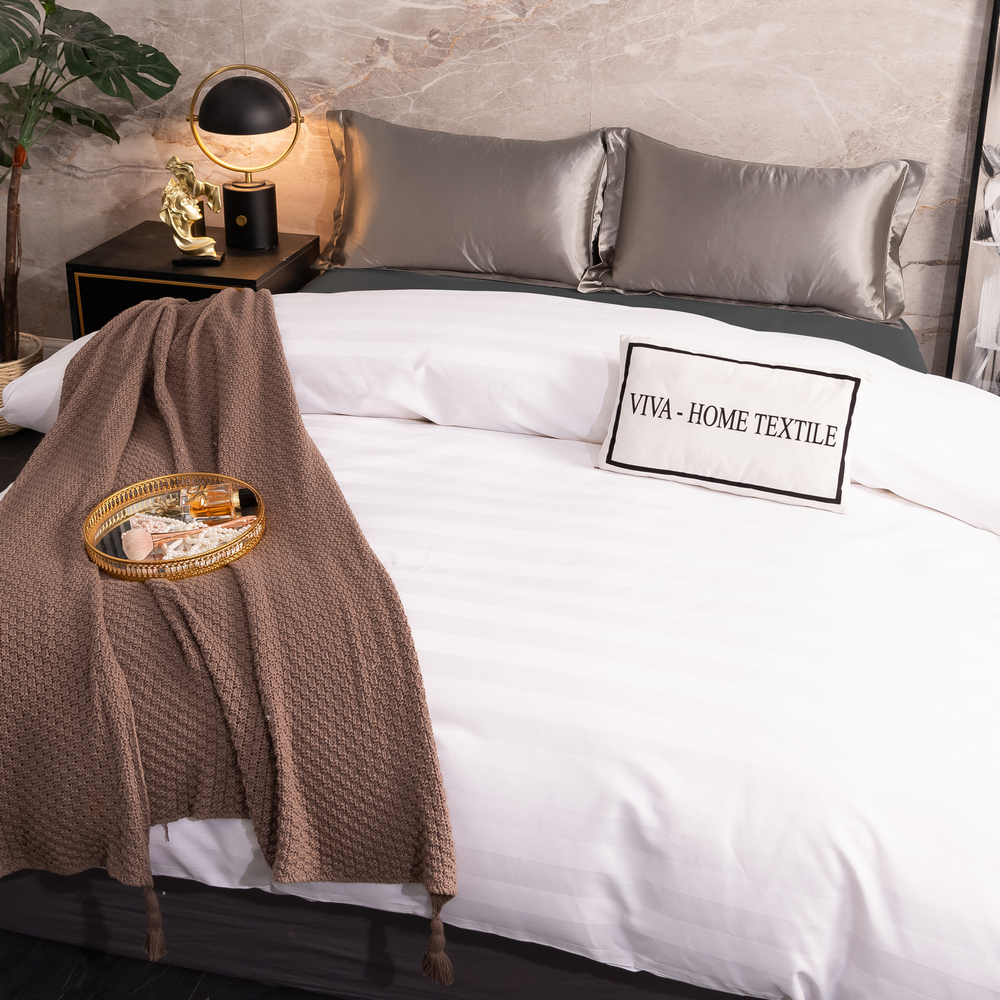 Пододеяльник Страйп Сатин Однотонный Отель белый 100% Хлопок 3x3 P3CTH037180215