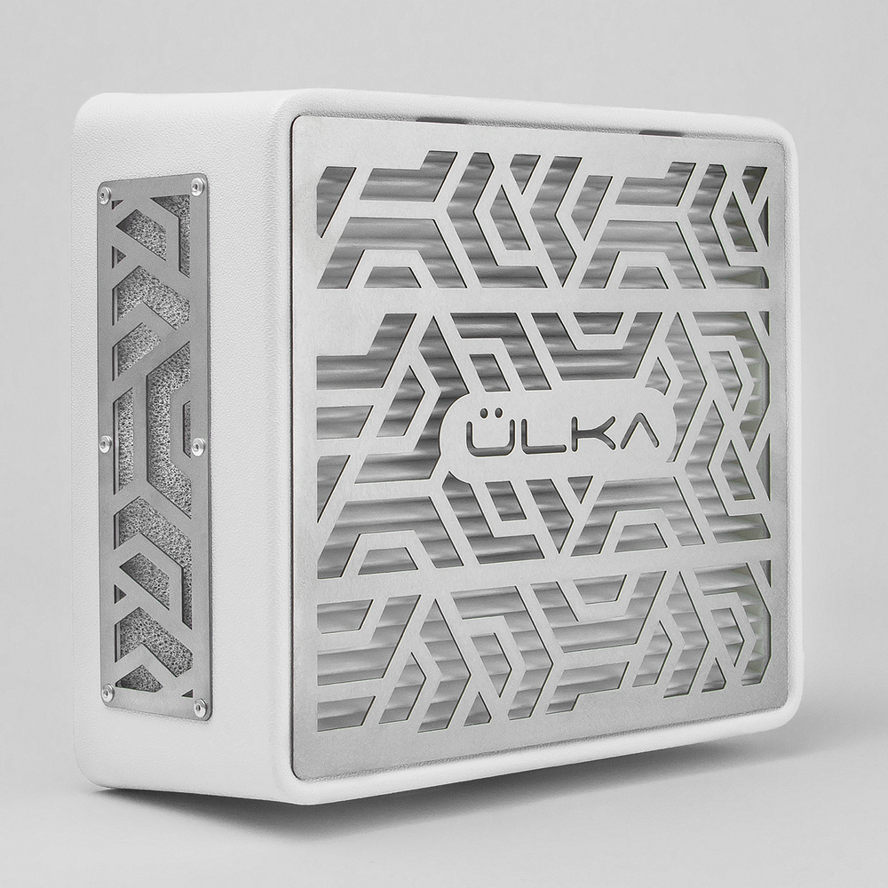 Вытяжка для маникюра настольная Ulka Pemium с фильтром, цвет белый (сетка металлик)