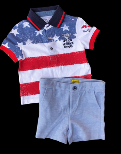 Костюм 2в1: шорти, поло, бавовна, котон ТМ "Original marines" (68-74 см)