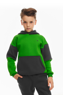 Дитячий спортивний утеплений костюм Kindamor Active Heat Grey/Green, фліс для хлопчика