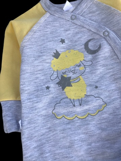 Комплект 3в1: боді з довгим рукавом, шапочка, повзуни "Овечка", футер ТМ “Mario Kids” (56 см)