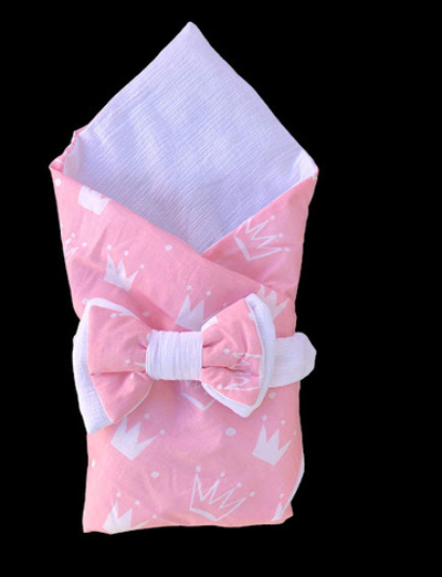 Конверт-плед з бантом, бавовна, муслін 80*80 см