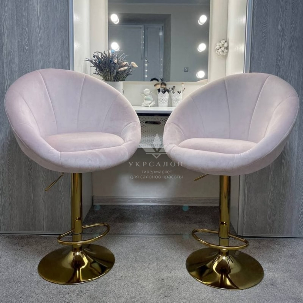 Стульчик для визажа Shell velor Gold