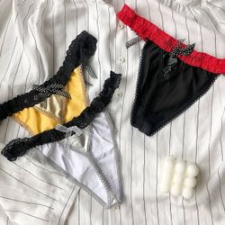 Полуажурные блестящие стринги