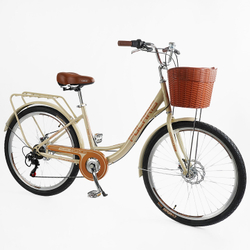 Велосипед міський 26 дюймів Corso Polaris з кошиком та багажником, рама 16.5"