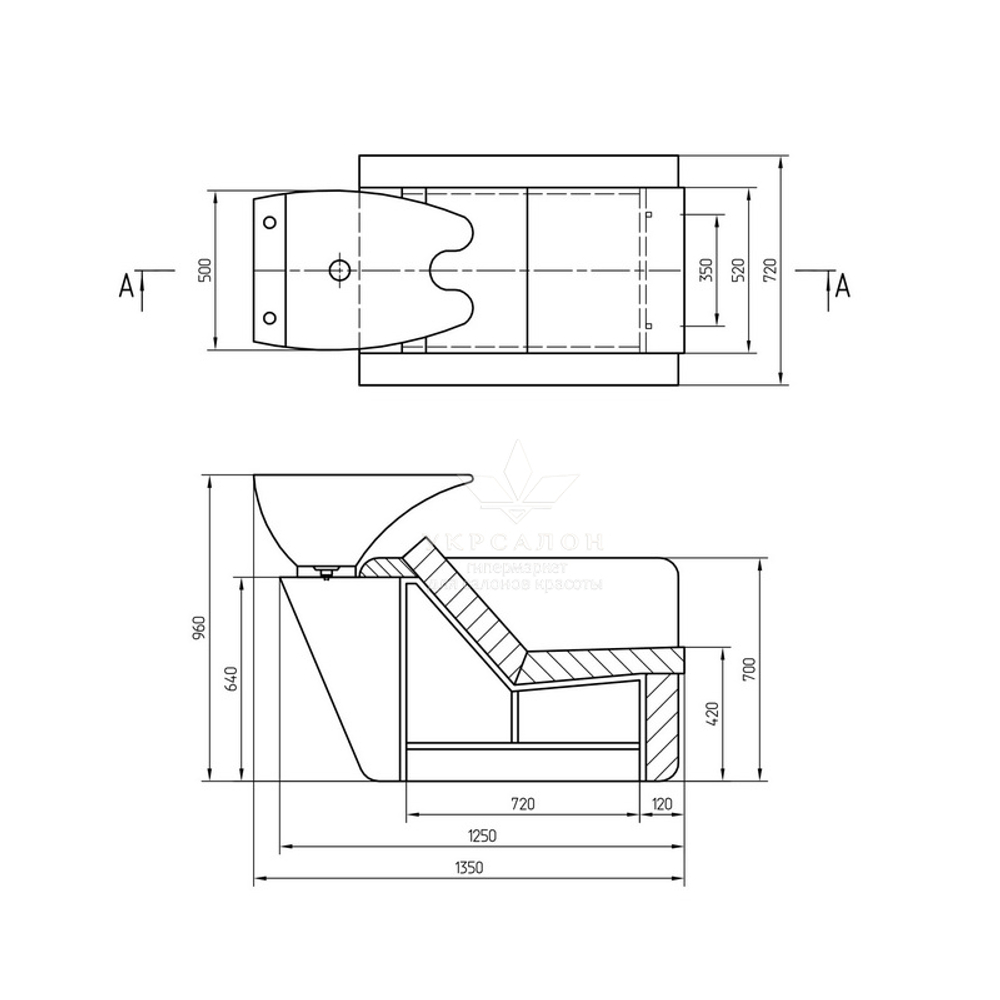 Парикмахерская мойка 1004 с подножкой