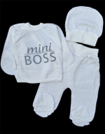 Комплект 3в1: сорочечка, повзунки, шапочка "Mini Boss", футер ТМ "UA" (56 см)