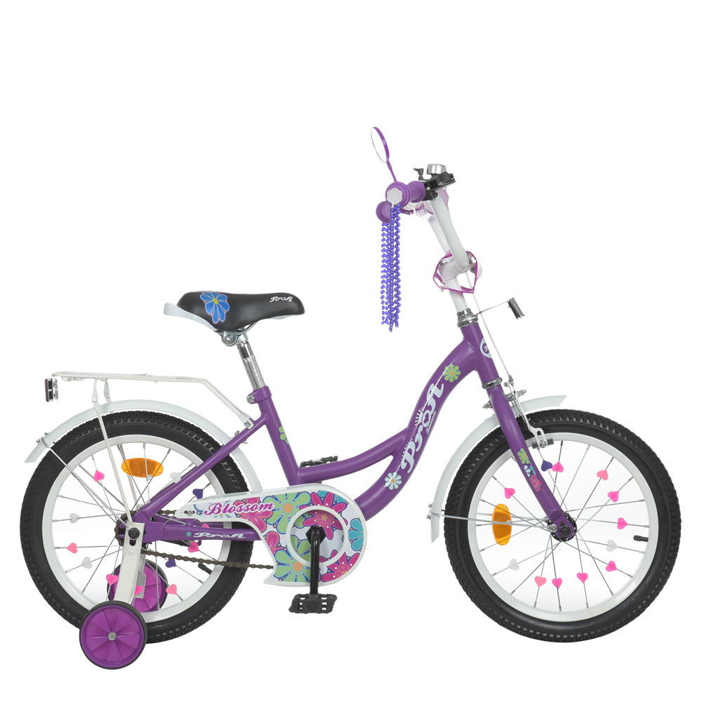 Детский велосипед для девочки Profi Blossom 16 дюймов с багажником Y16303, Y16302