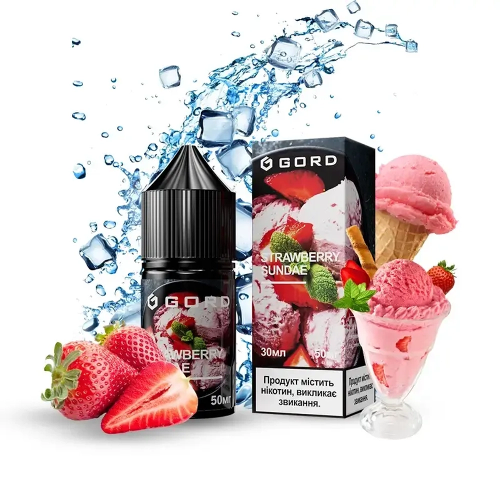 Солевая Жидкость Gord Strawberry Sundae (Горд Клубничное Мороженое) 30ml 50mg