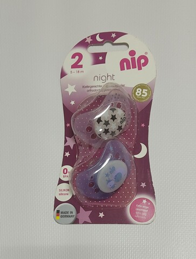 Пустушка "Night", силікон, № 2 (5-13 міс), 2 шт, ТМ "Nip"