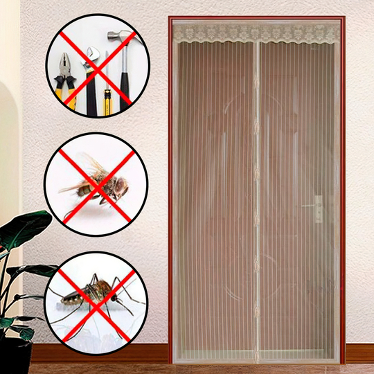 Москітна сітка на двері на магнітах вiд комах 100х210 см Magic Mesh (Бежева)