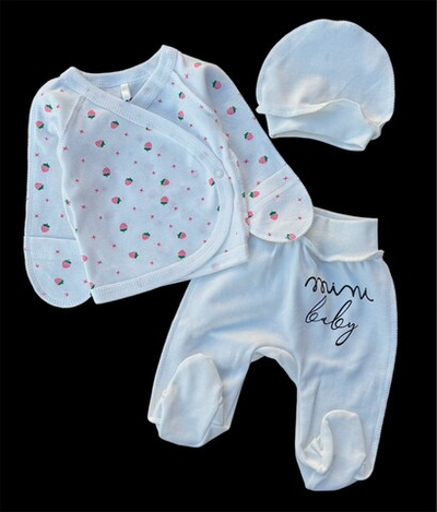 Комплект 3в1: сорочечка, повзунки, шапочка "Mini baby", інтерлок ТМ "Sweet Mario" (56 см)