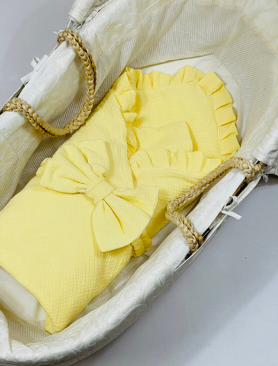 Конверт-ковдра з бантом, муслін, хлопкопон, 80*80 см, ТМ "UA"