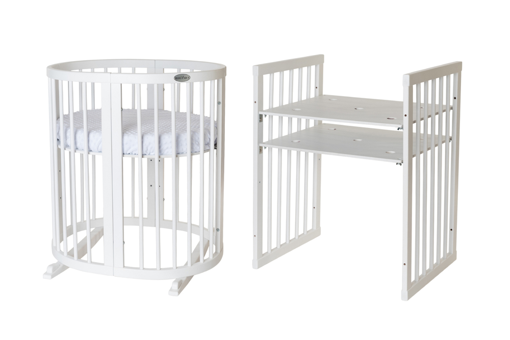 Детская кроватка-трансформер Ingvart Smart Bed 9 в 1 Round (72*72) с сердечками