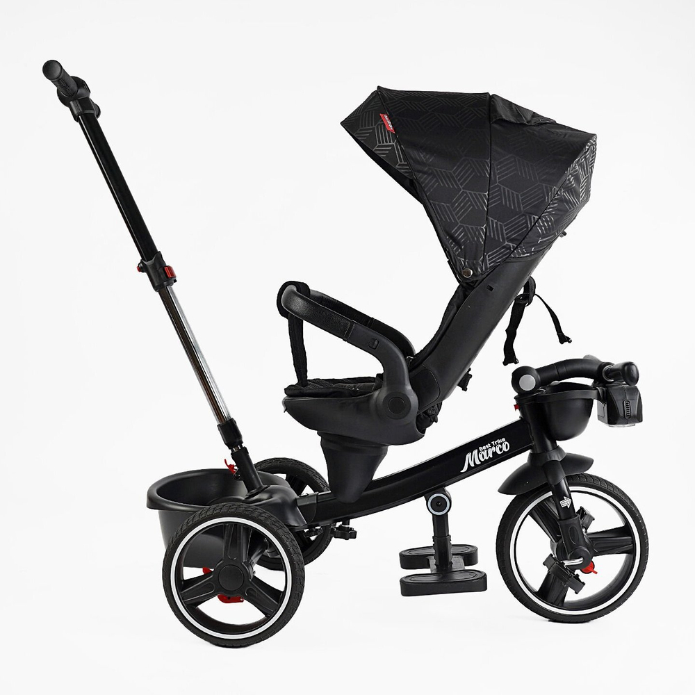 Детский трехколесный велосипед Best Trike Marco 9155 PU, складной руль, музыкальная фара, с родительской ручкой