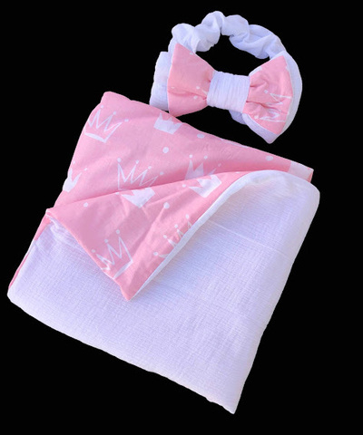 Конверт-плед з бантом, бавовна, муслін 80*80 см