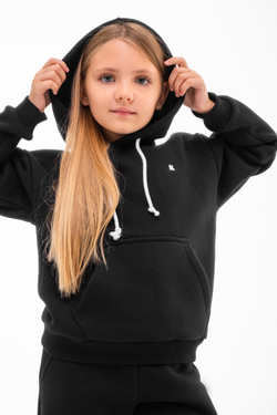 Дитячий спортивний утеплений костюм Kindamor Warm Autumn Black для дівчинки, фліс чорний