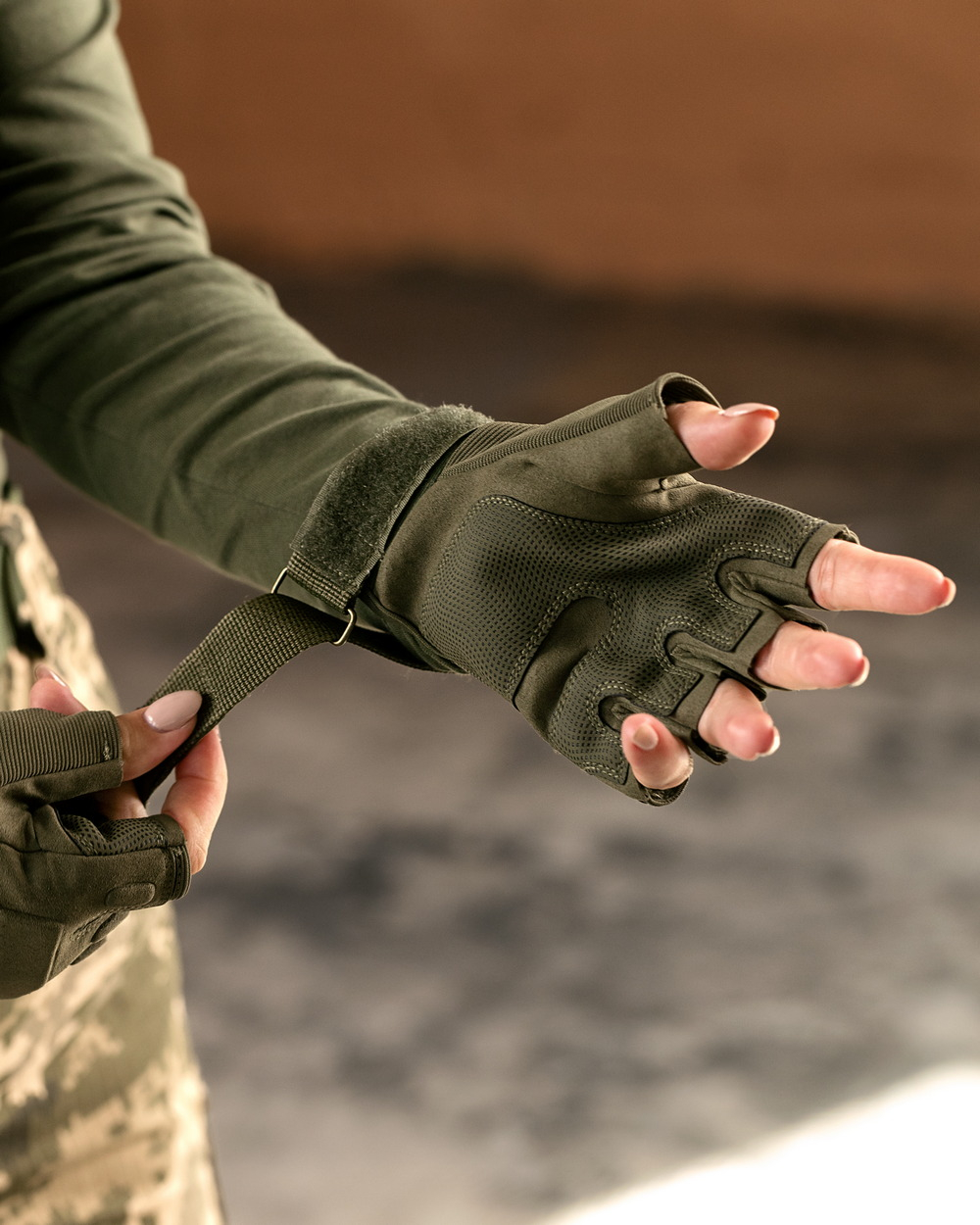 Рукавички тактичні без пальців хакі (арт. 9062200201)