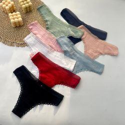 Стрінги в рубчик з  прозорою резинкою