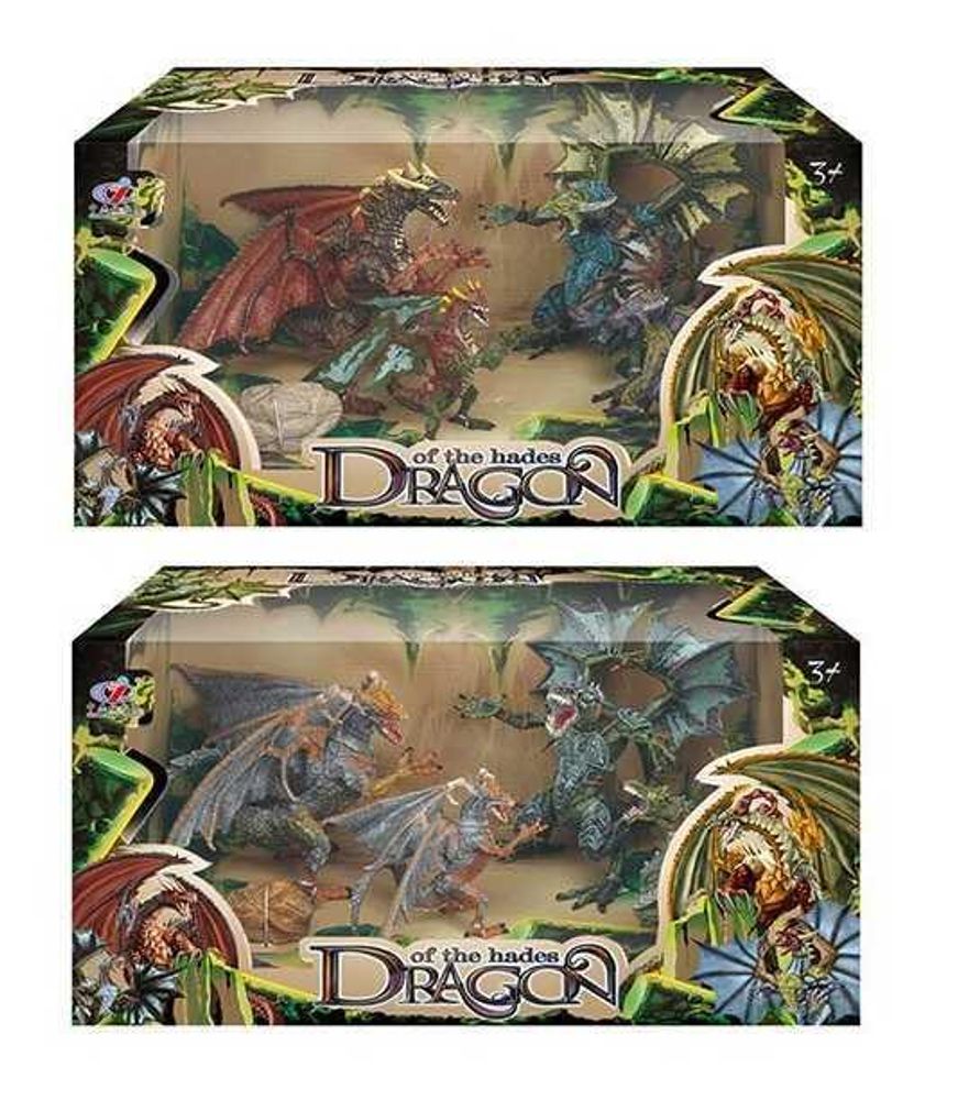 Набор драконов Q 9899-403 (12/2) 2 вида, 5 элементов, 4 дракона, в коробке