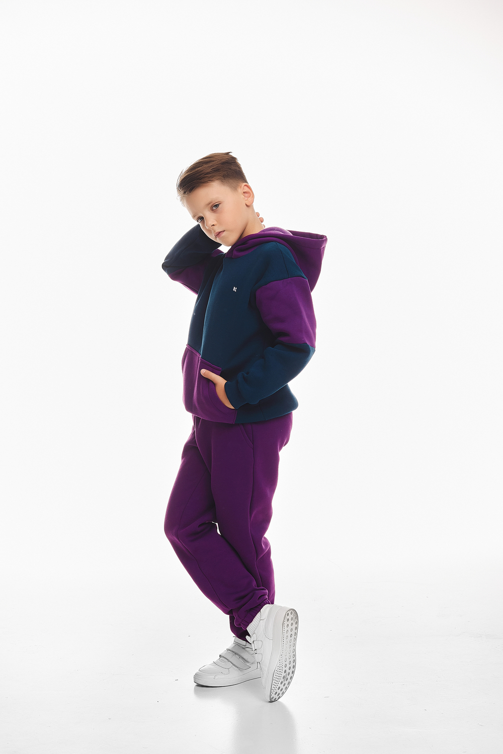 Дитячий спортивний утеплений костюм Kindamor Active Heat Purple/Blue, фліс для хлопчика