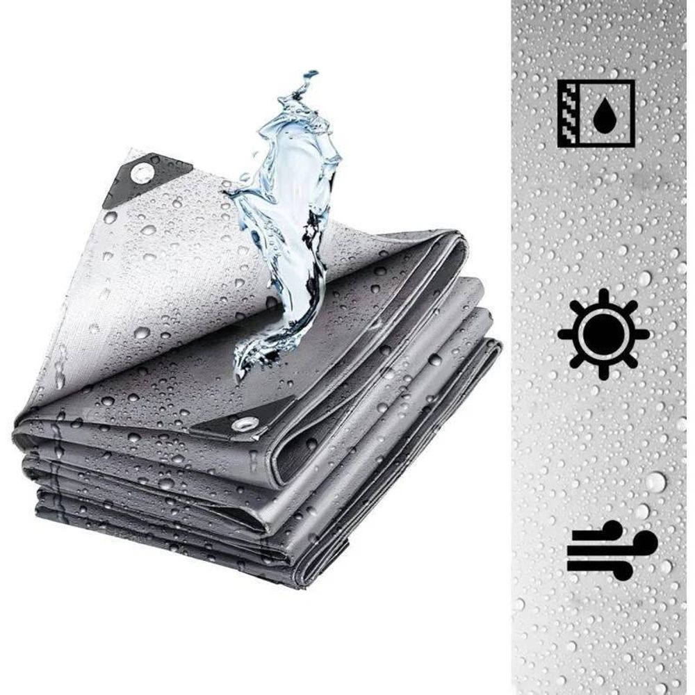 Тент 10х12 от дождя и снега 200г./м2 (серый) тарпаулиновый. Усиленные края.