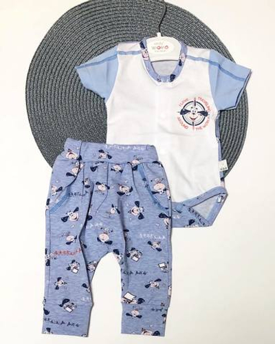 Костюм 2в1: боді з коротким рукавом, штани "Морячок", кулір ТМ "K&G"