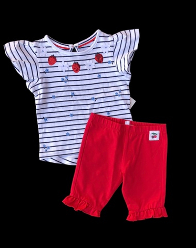 Костюм 2в1: футболка, бриджі "Полуничка", бавовна ТМ "Baby Club", "Original Marines", (68 см)