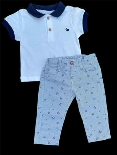 Костюм 2в1: футболка-поло, штани "Ocean", бавовна, котон ТМ "Bebetto" (74 см)