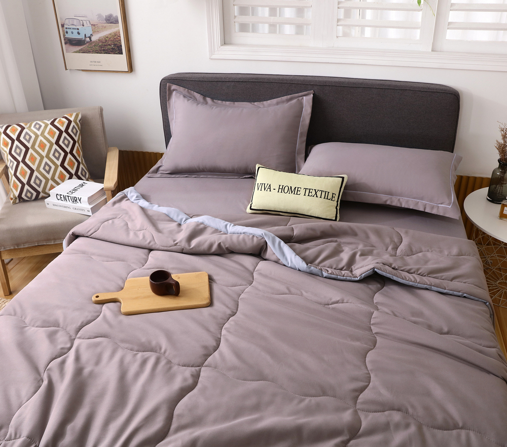 Комплект постельного белья Однотонный Сатин с Одеялом FB014
