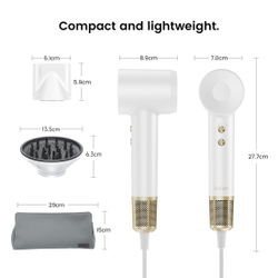 Комплект фен Laifen Swift Premium профессиональный с сумкой, 2 насадки, белый
