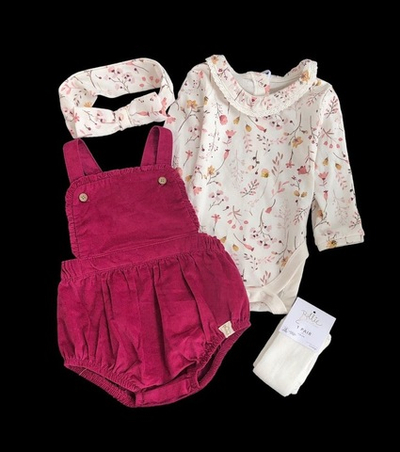 Костюм 4в1: пісочник, боді з довгим рукавом, пов'язка на голову і колготки, бавовна, велюр ТМ "George" (68-74 см)