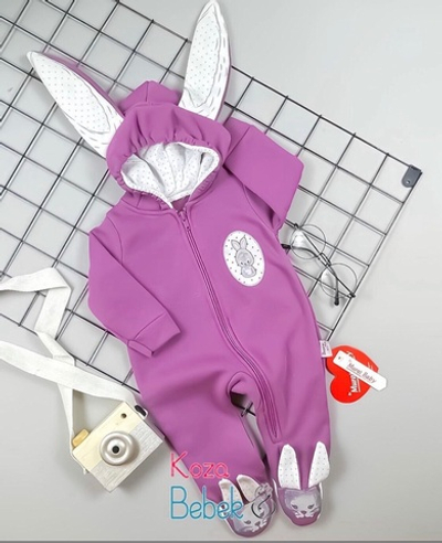 Ромпер з капюшоном «Зайченятко», трьохнитка з начосом ТМ "Murat Baby" (56 см бірка 6м)