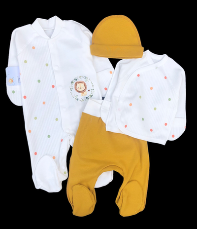 Комплект 4в1: чоловічок, сорочечка, повзунки та шапочка "Принт", інтерлок ТМ "Happy ТОТ" (56 см)