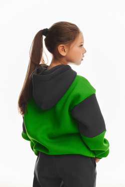Дитячий спортивний утеплений костюм Kindamor Active Heat Grey/Green, фліс для дівчинки