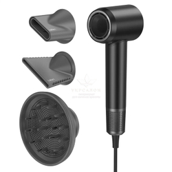 Фен Laifen профессиональный с ионизацией, 3 насадки, черный