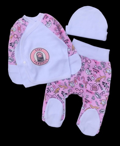 Комплект 3в1: льоля, повзунки, шапочка "Принт", інтерлок ТМ “Happy ToT” (56 см)