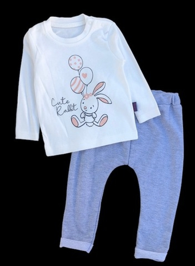Костюм 2в1: реглан, штани  "Зайченятко", двунитка, бавовна ТМ "White baby"