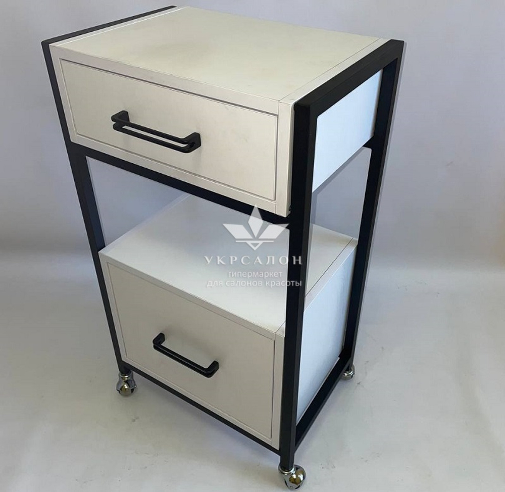 Тележка с двумя ящиками ЛДСП с черным каркасом