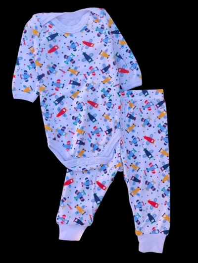 Костюм 2в1: боді з довгим руковом, штани "Принт", бавовна "Cool"