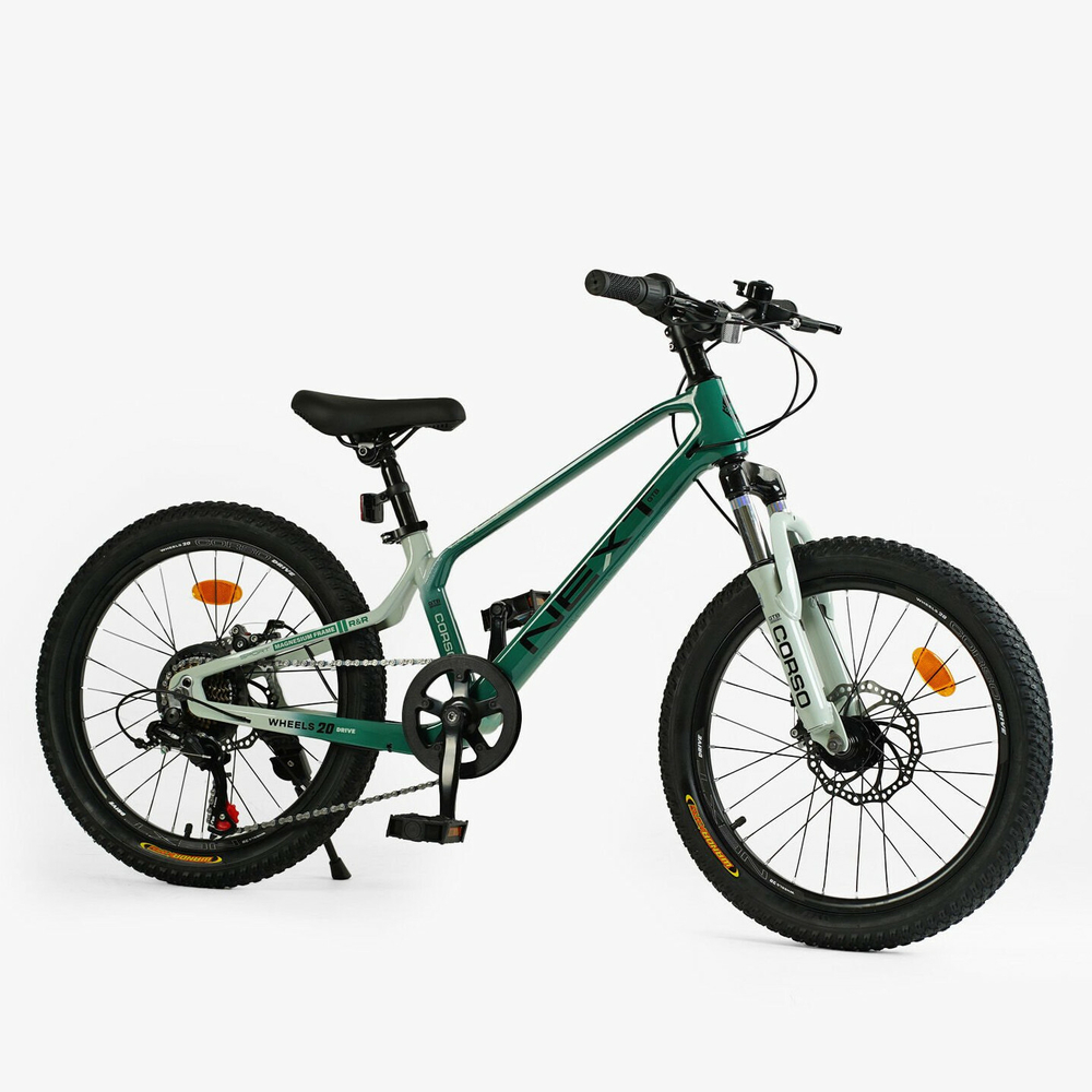 Детский спортивный велосипед 20 дюймов Corso Next магниевый, оборудование Shimano