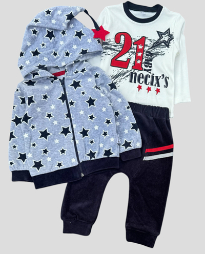 Костюм 3 в 1, бавовна, велюр: кофта, штани, реглан "Necix's"