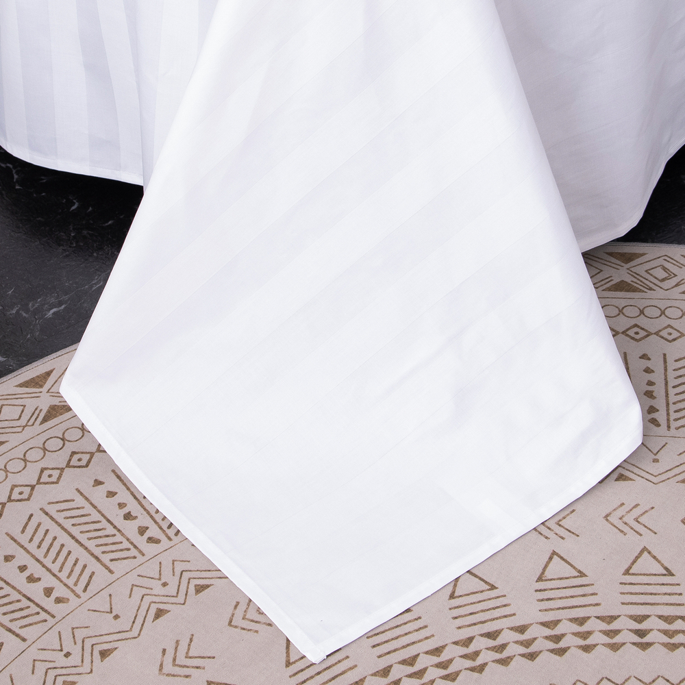 Простыня Страйп Сатин Однотонный Отель белый 100% хлопок 3x3 R3CTH037150235