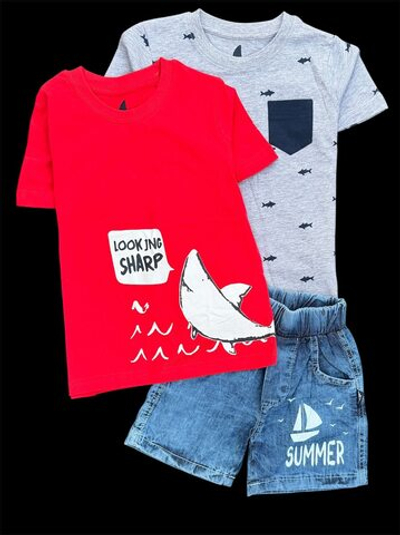 Костюм 3в1: шорти, футболки "Shark", бавовна, котон ТМ "Lupilu", ТМ "Akira" (98 см)