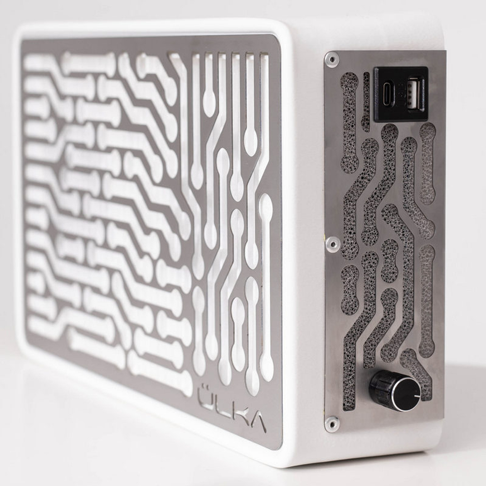 Вытяжка для маникюра настольная Ulka Nano, цвет белый (сетка металлик)