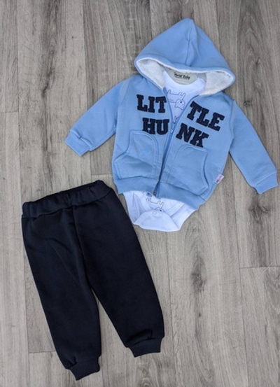 Костюм 3в1: кофта, штани, реглан "Little Hunk", трьохнитка з начосом ТМ "Necix's" (86 см)